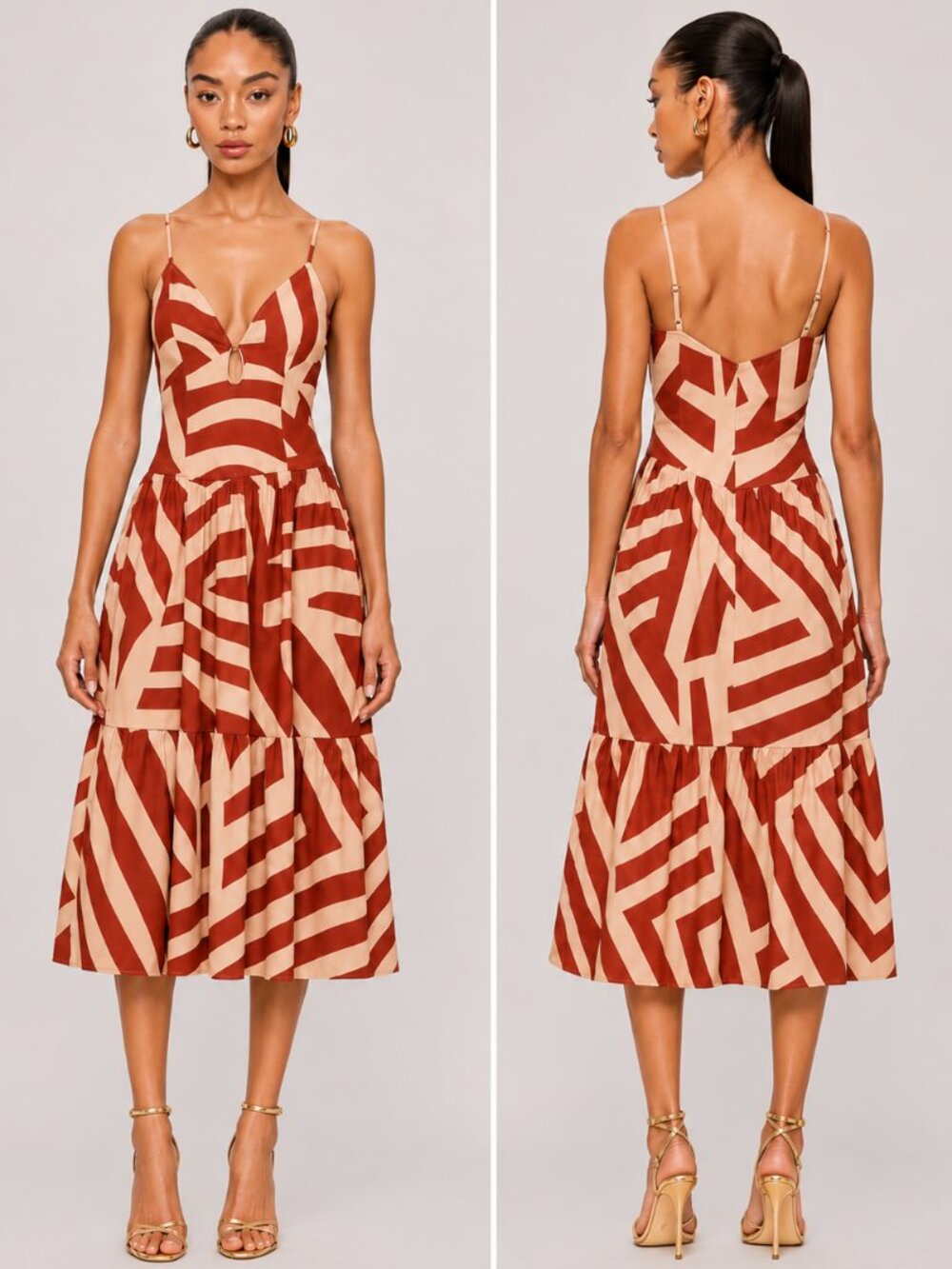 Mon Renn Surreal Midi Dress Tropico Print Small NWT